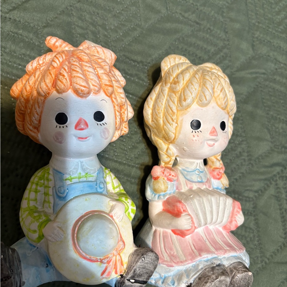 Vintage Raggedy Ann and Andy ceramic Pastel collectibles